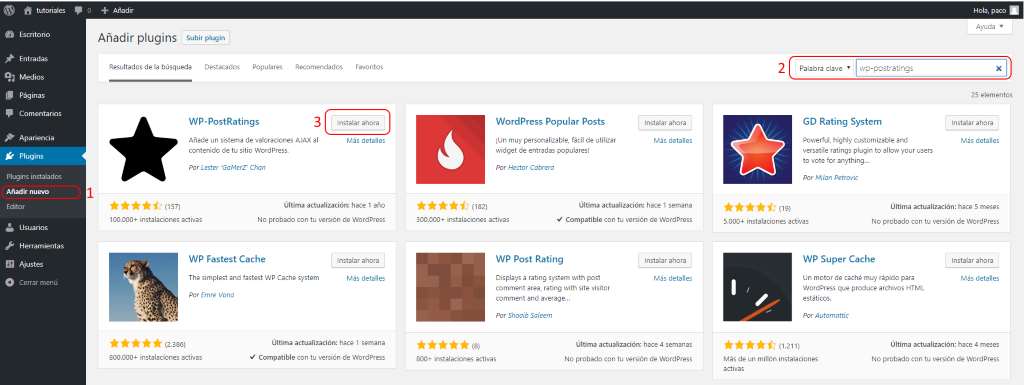 Wp-Postrating Tutorial Configuracion